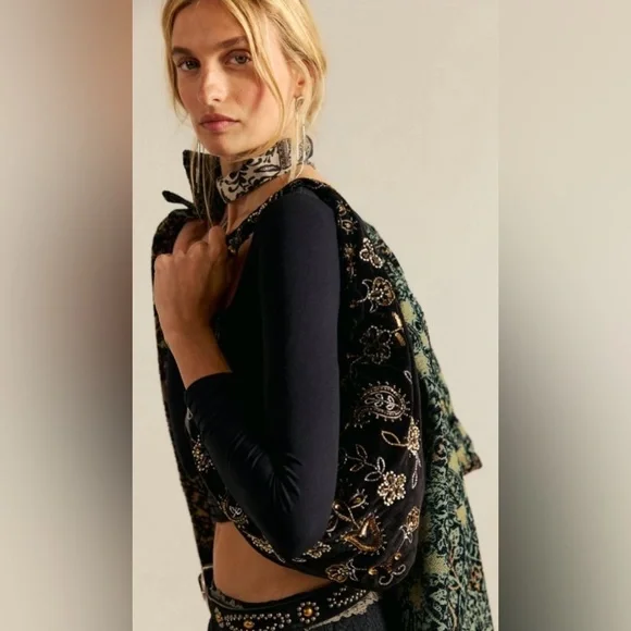 ❤️‍🔥 Free People~ Nashville Nights Beaded Black Bag 
New With Tags And Packaging - Picture 11 of 12